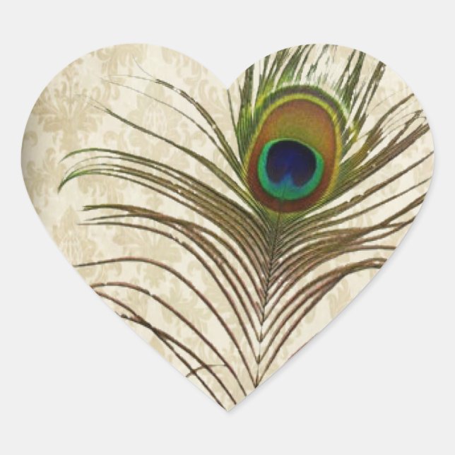 Vintage Pfauenhochzeit danke Herz-Aufkleber (Vorderseite)