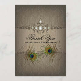 Vintage Pfauenhochzeit Danke Karte