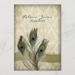 Vintage Pfauenhochzeit Einladung