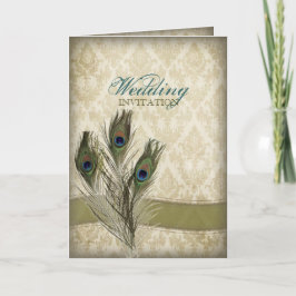 Vintage Pfauenhochzeit Einladung
