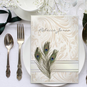 Vintage Pfauenhochzeit Einladung