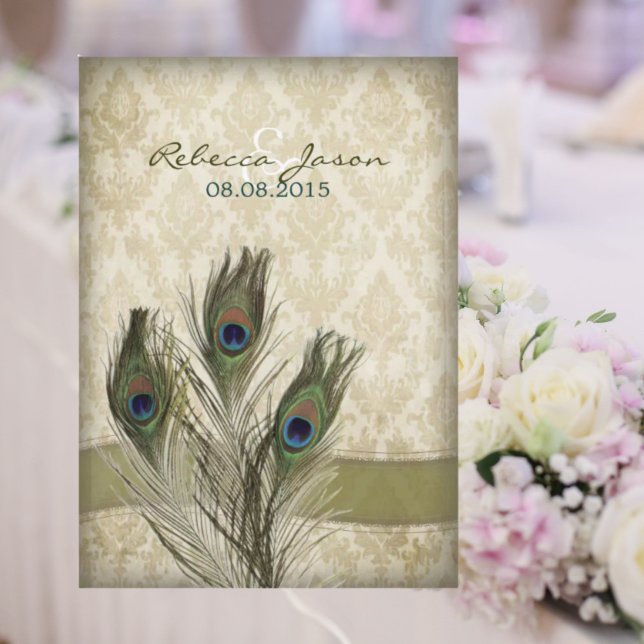 Vintage Pfauenhochzeit Einladung (elegant vintage cream damask peacock wedding invitation)