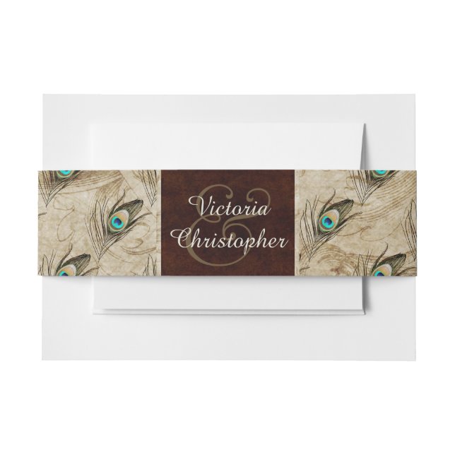 Vintage Pfauenhochzeit Einladungsbanderole (Vorderseite Beispiel)