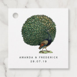 Vintage Pfauenhochzeit Geschenkanhänger