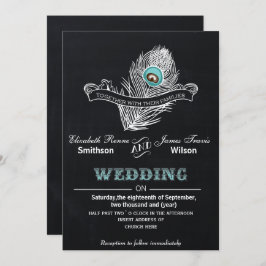 Vintage Pfauenhochzeit in Chalkboard Einladung