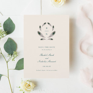 Vintage Pfauenhochzeit speichern Sie das Datum Save The Date