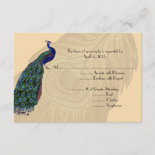 Vintage Pfauenkarten mit Menüoptionen RSVP Karte