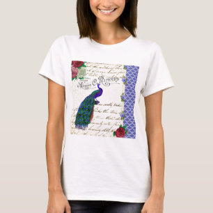 Vintage Pfauenlied-Collage T-Shirt
