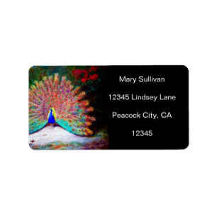 Vintage Pfauenmalerei Adressaufkleber
