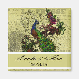 Vintage Pfauennamen und Datumsanzeige Magnet