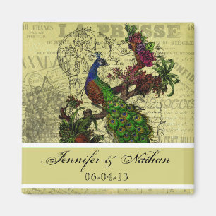 Vintage Pfauennamen und Datumsanzeige Magnet