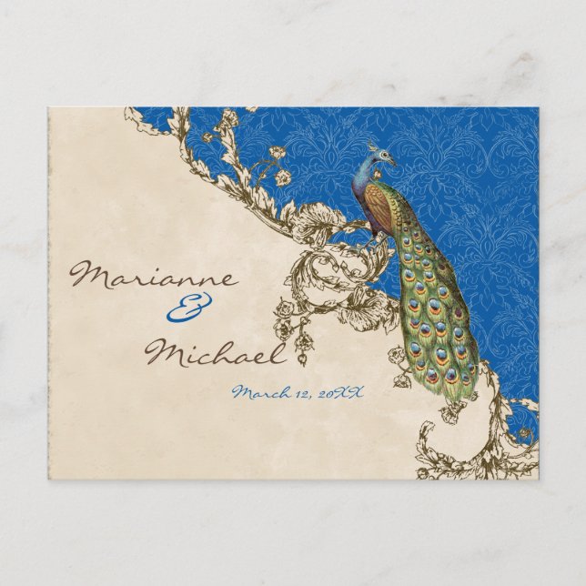 Vintage Pfaus- und Etchings UAWG Response Postkart Einladungspostkarte (Vorderseite)