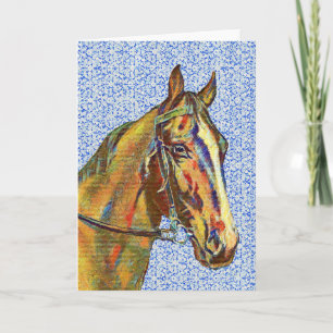Vintage-Pferd auf Muster 2 Kunstnotizkarte Karte