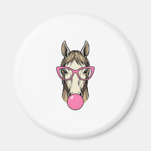 Vintage-Pferd-Bubblegum-Rosa-Brille-Shirt-Design Magnet