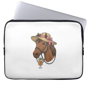 Vintage-Pferd-Cocktail-Sommerhut-Illustration Laptopschutzhülle