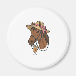 Vintage-Pferd-Cocktail-Sommerhut-Illustration Magnet