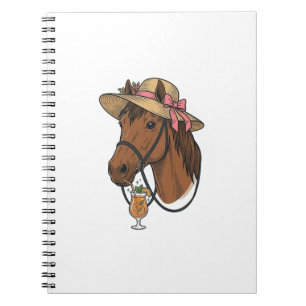 Vintage-Pferd-Cocktail-Sommerhut-Illustration Notizblock