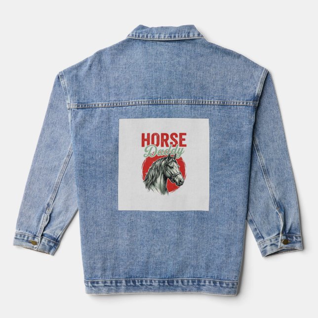 Vintage-Pferd-Daddy-Gravur Jeansjacke (Rückseite)