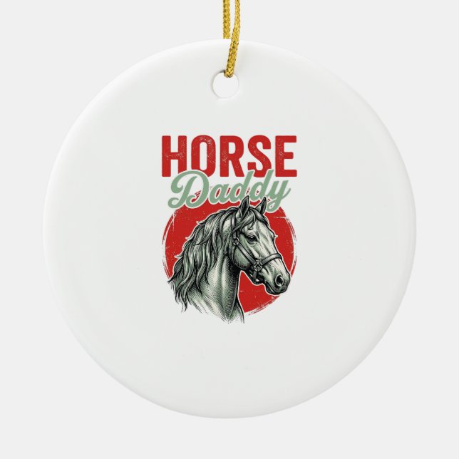 Vintage-Pferd-Daddy-Gravur Keramik Ornament (Vorne)