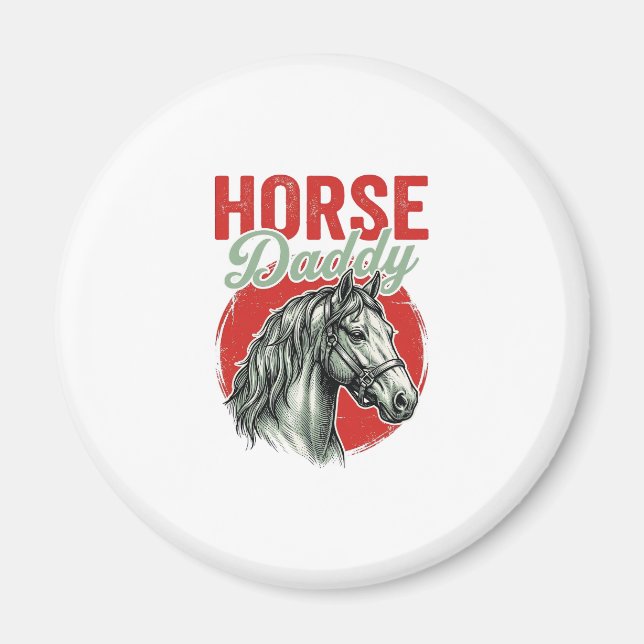 Vintage-Pferd-Daddy-Gravur Magnet (Vorne)