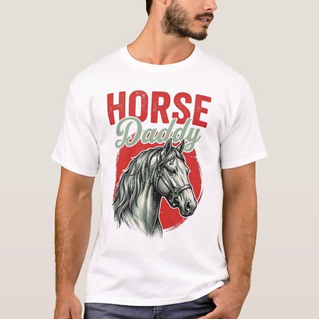 Vintage-Pferd-Daddy-Gravur T-Shirt (Vorderseite)