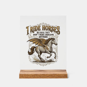 Vintage-Pferd-Drache-Fantasy-Reiter-Shirt-Design_1 Acrylschild