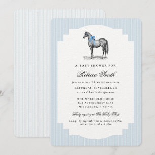 Vintage-Pferd Equine Blaues Jungen Elegante Babypa Einladung