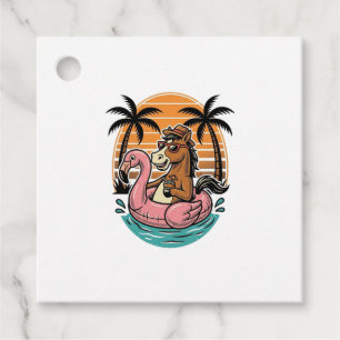 Vintage-Pferd-Flamingo-Schwimmkörper-Sommerurlaub- Geschenkanhänger
