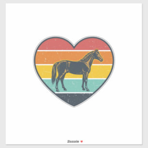 Vintage-Pferd-Herz-Sonnenuntergang-Vektordesign_1 Aufkleber