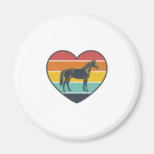 Vintage-Pferd-Herz-Sonnenuntergang-Vektordesign_1 Magnet