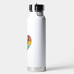 Vintage-Pferd-Herz-Sonnenuntergang-Vektordesign_1 Trinkflasche