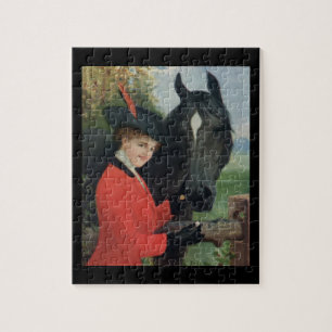 Vintage-Pferd-Reitjacke in Rot Puzzle