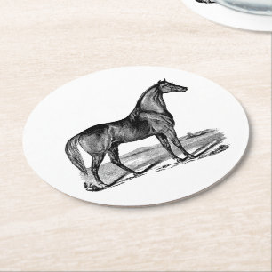 Vintage Pferd Stehend Runder Pappuntersetzer