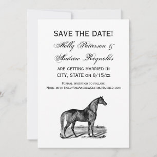 Vintage Pferd Stehend Save The Date