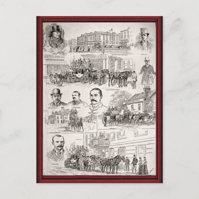 Vintage Pferde am Arbeitsplatz Postkarte (Vorderseite)