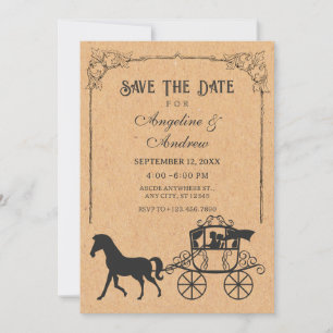 Vintage Pferdebeförderung Save The Date