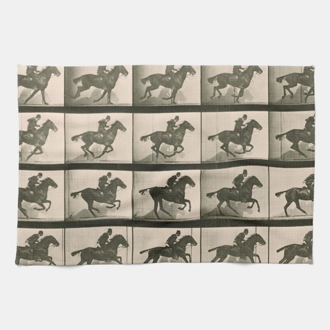 Vintage Pferdefotografie Geschirrtuch (Horizontal)