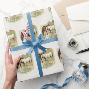 Vintage Pferdefreunde Party gekachelte Verpackung Geschenkpapier