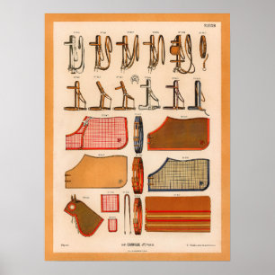 Vintage-Pferdegeschirr-Plakat Poster