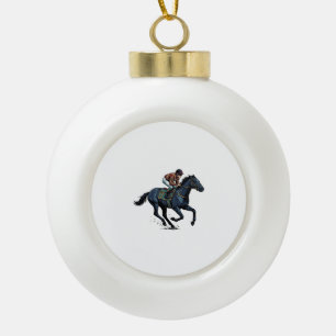 Vintage-Pferderennen-Jockey-Vektordesign_1 Keramik Kugel-Ornament