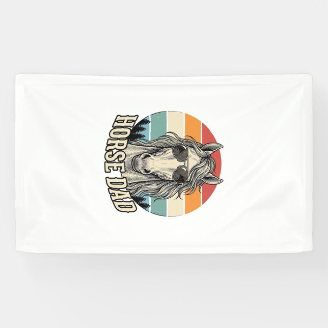 Vintage-Pferdevater-Sonnenuntergangs-Stich-Vektorg Banner (Horizontal)