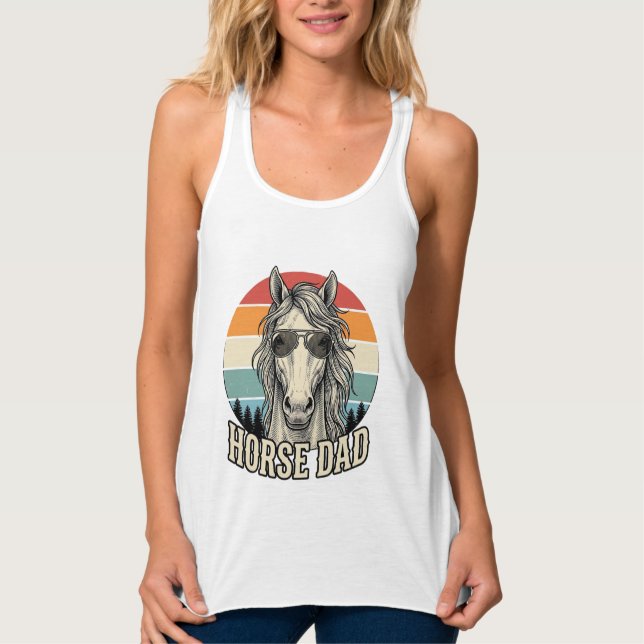 Vintage-Pferdevater-Sonnenuntergangs-Stichvektor-D Tank Top (Vorderseite)