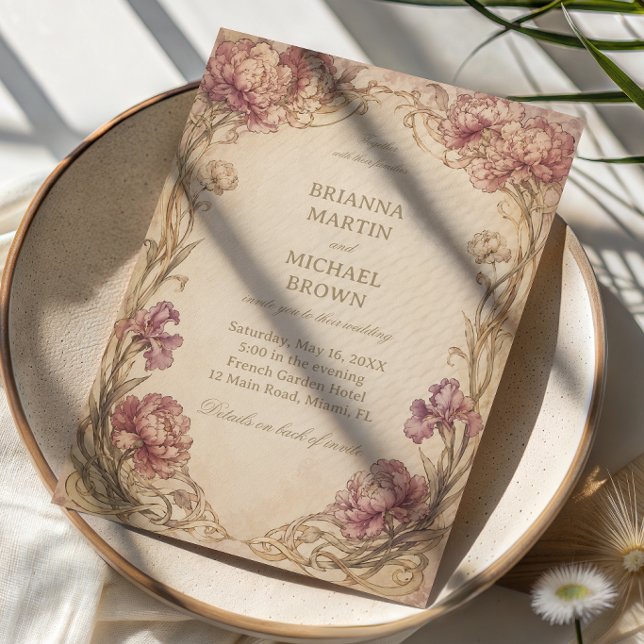 Vintage-Pfingstrose Botanisch Einladung (Von Creator hochgeladen)