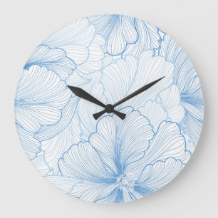 Vintage-Pfingstrose: Nahtloses Blumenmuster Große Wanduhr