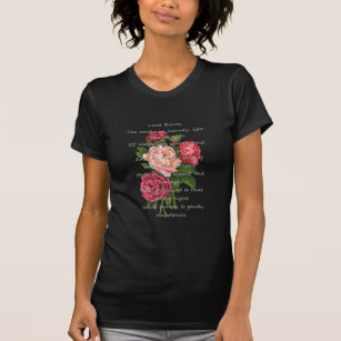 Vintage Pfingstrosen-Blumen u. romantisches Byron T-Shirt