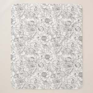Vintage-Pfingstrosen-Blumenmuster Sherpadecke