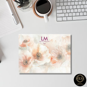Vintage-Pfingstrosen-Monogramm-Name Post-it Klebezettel