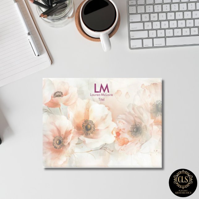 Vintage-Pfingstrosen-Monogramm-Name Post-it Klebezettel (Vintage Peach Peonies Monogram Name Post-it Notes)