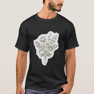 Vintage-Pfingstrosen- und Wildblumenstrauß T-Shirt
