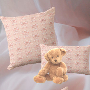 Vintage Pfirsich-Blumen-Toile-Schleifen Kissen